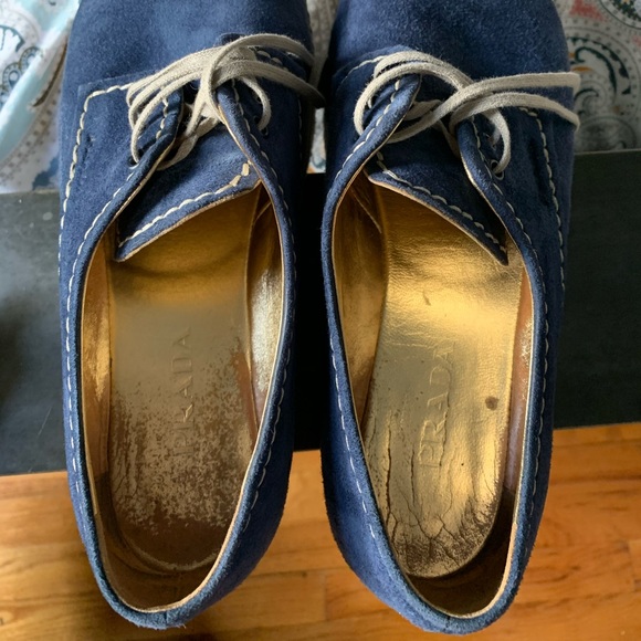 Royal blue suede lace up Prada espadrille platforms flatform 40 1/2 - Picture 9 of 10